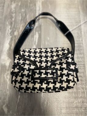Vintage Y2K Black & White Houndstooth Mini Shoulder Bag